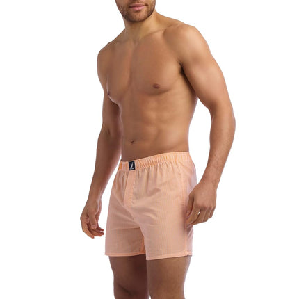 Nautica Men's Classic Cotton 3-Pack Woven Boxers, Blue/Yellow/Peach, M