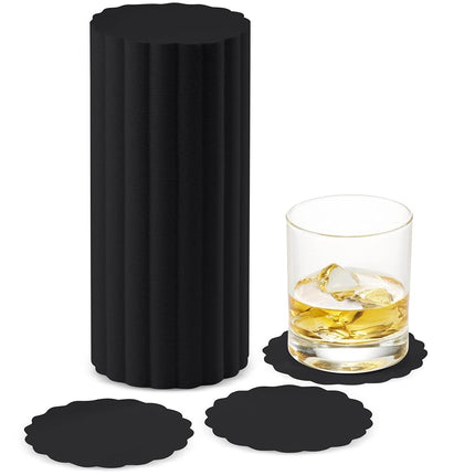 Disposable Linen-Feel Black Coasters for Drinks, 3