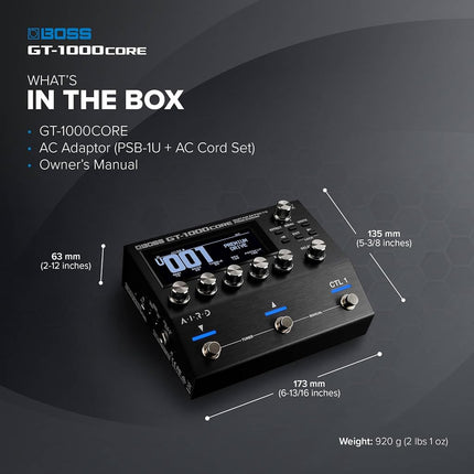 BOSS GT-1000CORE | Compact Guitar Effects Processor | Class-Leading Sound Quality | Ultra-Versatile Guitar Amps Crafted with AIRD | Premium Onboard Effects | Built-in Bluetooth | I/O Features