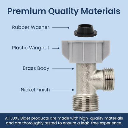 LUXE Bidet T-adaptateur hybride métal et plastique 7/8" x 7/8" x 1/2" pour bidet à eau froide, compatible uniquement avec les fixations de bidet de la série NEO