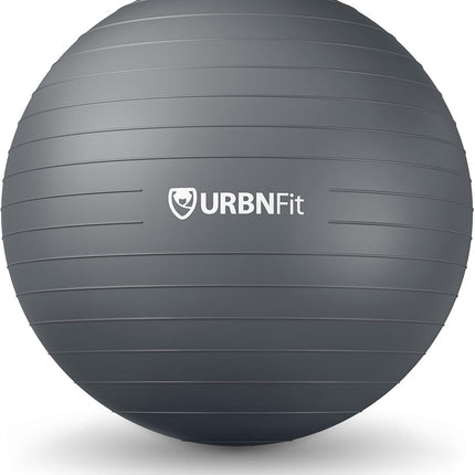 URBNFit Exercise Ball - Balance Balls (Ballon Exercice) Yoga, Pilates, Fitness, Stability, Workout, Home Fitness Equipment - Anti-Burst Swiss Ball Chair w/ Pump (75CM Silver)