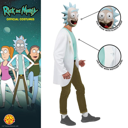 Rubies Rick and Morty Rick Sanchez adult costume with mask white teal