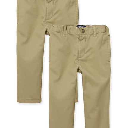 The Children's Place Pantalones Chino Elásticos para Bebés y Niños Pequeños, Lino Paquete de 2, 12-18 Meses