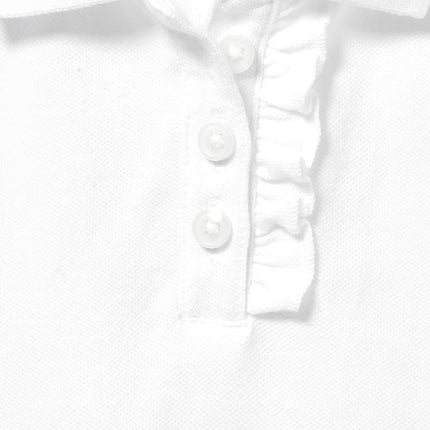 Polo à manches courtes en piqué à volants The Children's Place pour bébés et petites filles, blanc, 3T