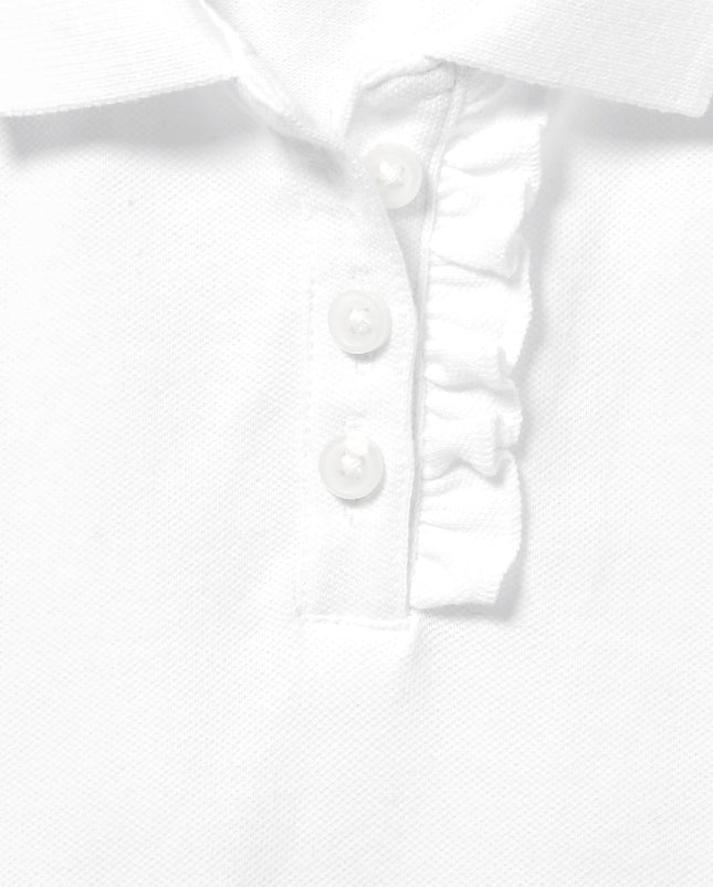 The Children's Place Polo Piqué con Volantes de Manga Corta para Bebés y Niñas Pequeñas, Blanco, 3T