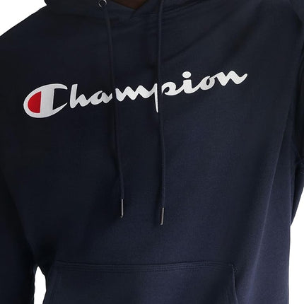 Champion Men's Graphic Powerblend Fleece Hood Sweatshirt, Navy, M