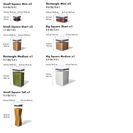 OXO Good Grips POP 2.0 10-Piece Storage Container Set, BPA-Free, Dishwasher Safe