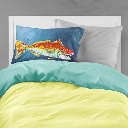 Caroline's Treasures MW1093PILLOWCASE Fish-Red Fish Red For Jarett Moisture Wicking Fabric Standard Pillowcase, Large, Multicolor