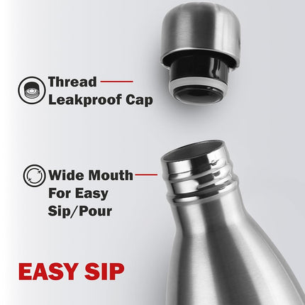 Cello Swift Stainless Steel Vacuum Insulated Flask 1000ml| Hot and Cold Water Bottle with Screw lid, Double Walled Silver Bottle for Home, Office, Travel, Steel Thermos Bottle 1L