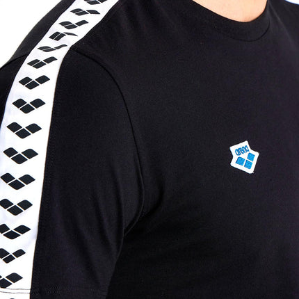 ARENA Men's Team T-Shirt 100% Cotton Slim Fit Short Sleeve Casual Athletic Wear, Black/White/Logo, X-Small