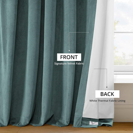 HPD Half Price Drapes Signature Velvet Thermal Blackout Curtains for Living Room 108 Inch Long (1 Panel) Rod Pocket Insulated Blackout Curtains for Bedroom Window Curtains, 50W x 108L, Skylark Blue