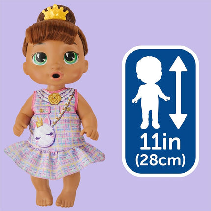 Baby Alive Bubbly Tea Party Sophia Sparkle Doll with Teapot Accessories, Brown Hair, 11 Inches, Toy for 3 Year Old Girls and Boys & Up