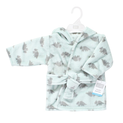 Hudson Baby Unisex Baby Plush Animal Face Bathrobe, Triceratops, 0-9 Months