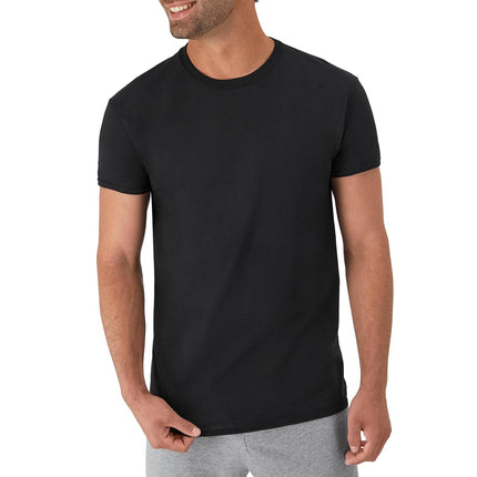 Hanes Men's Cotton, Moisture-Wicking Crew Tee Undershirts, Multi-Packs T-Shirt, Black-7 Pack, Medium (Pack of 7)