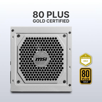 Fuente de alimentación para juegos MSI MAG 850GL PCIE 5 Blanca - Totalmente modular - Certificación 80 Plus Gold 850W - Tamaño compacto - Fuente de alimentación ATX