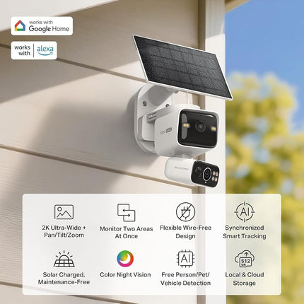 Tapo 2K Dual-Lens Pan/Tilt Outdoor Solar Wireless Cam, C645D KIT