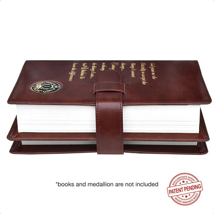 Galileo® Double AA Big Book Cover & 12 Steps & 12 Traditions | AA Gift | Alcoholics Anonymous (Serenity Prayer/Coin Pocket/Brown)