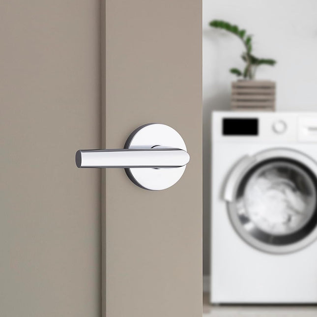 Kwikset Milan Interior Passage Door Handle, Lever for Closet and Hallway Doors, Reversible Non-Locking Handle Lever, Polished Chrome