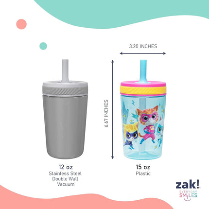 Zak Designs Disney Super Kitties Kelso 15oz Leak-Proof Toddler Cups, 2-Pack