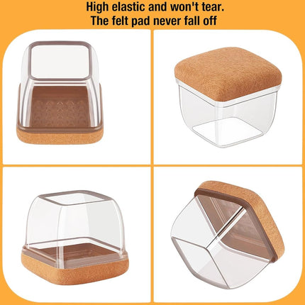 Jeaoouu 16-Pcs Extra Large Square Silicone Chair Leg Floor Protectors