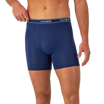 Hanes Men's Value Performance Stretch Boxer Brief Underwear, Moisture-Wicking, 6-Pack, Black/Blue/Grey, M (Pack of 6)