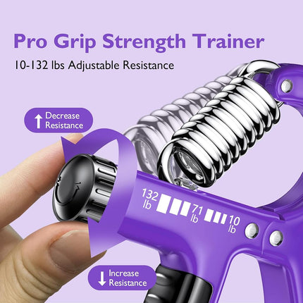 FitBeast Grip Strengthener Forearm Strengthener, Adjustable Hand Grip for Strength Training & Rehabilitation, 10-132 lbs Resistance, Ideal for Athletes and Physical Therapy (1 Piece Purple)