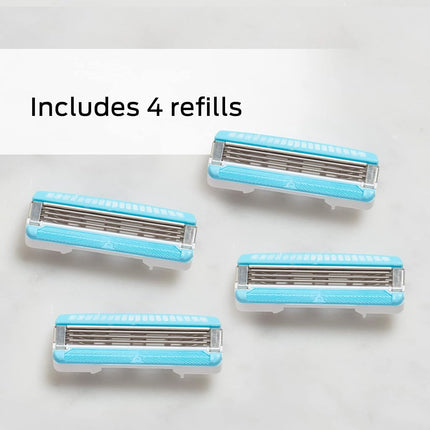 Schick Hydro Silk 3 Razor Blades Refills for Women, 4 Count