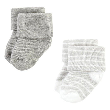 Hudson Baby Chaussettes nouveau-né et éponges riches en coton unisexe, rayures grises, 0-6 mois, paquet de 12 rayures grises, 0-6 mois