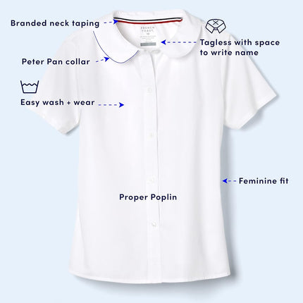 French Toast Girls' Short Sleeve Modern Peter Pan Collar Blouse