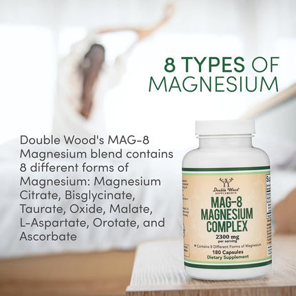 Magnesium Complex Supplement 180 Capsules (436mg Elemental Magnesium Provided by 2,300mg of Eight Different Forms of Magnesium)