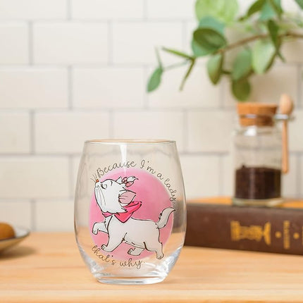 Silver Buffalo Disney Classics Aristocats Marie I'm a Lady Stemless Wine Glass, 20-Ounces