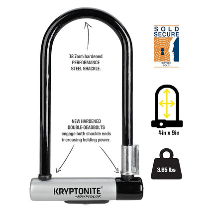 Kryptonite krytolok std with 4' Flex,Black/Silver
