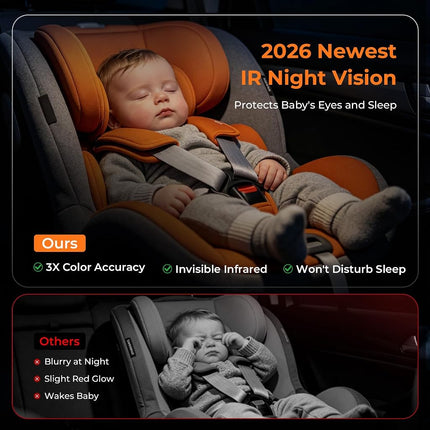 Itomoro Baby Car Mirror, Back Seat Baby Car Camera with HD Night Vision Function Display, Reusable Sucker Bracket, Wide View, 12V Cigarette Lighter, Easily Observe The Baby’s Move