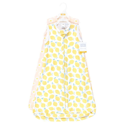 Hudson Baby BabyCotton Long-Sleeve Wearable Sleeping Bag, Sack, Blanket, Lemon Daisy Sleeveless, 0-3 Months