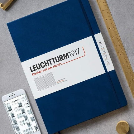 Leuchtturm1917 235 Numbered Pages Plain Master A4+ Hardcover Notebook, Black