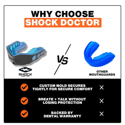 Shock Doctor Gel Max Flavor Fusion Convertible Mouth Guard, Blue Raspberry, Youth
