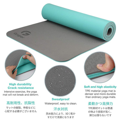 Gruper Yoga Mat Non Slip, Eco Friendly Fitness Exercise Mat with Carrying Strap,Pro Yoga Mats for Women,Workout Mats for Home, Pilates and Floor Exercises (Carbon Gray, 0.24 * 24 * 72 Inches)