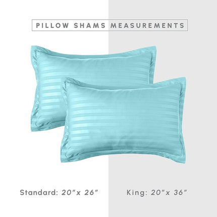 Elegant Comfort Sedoso Suave Juego de Edredón de 8 Piezas con Rayas Dobby, incluye Juego de Sábanas Inteligentes de 4 piezas, Cubre Canapé, Edredón, Fundas de Almohada y Fundas Decorativas a juego - Twin/Twin XL, Azul Claro