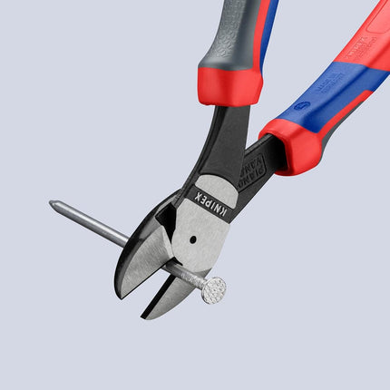 Knipex 74 22 200 High Leverage Diagonal Cutter Black Atramentized with Multi-Component Grips, 200 mm