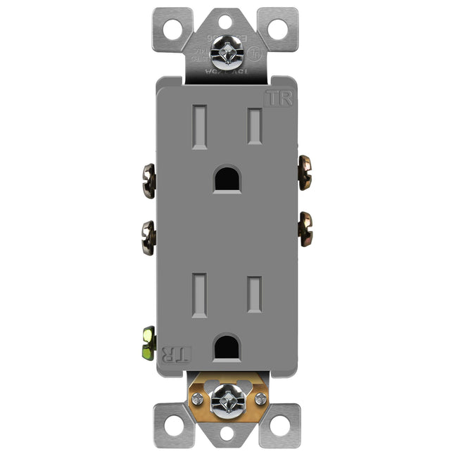 ENERLITES, Gray Decorator Receptacle Outlet, Tampe