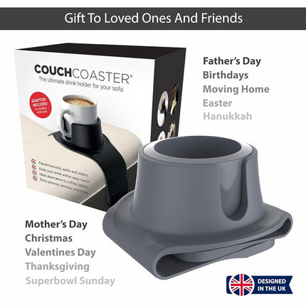 CouchCoaster - The Ultimate Drink Holder for Your Sofa, Steel Grey