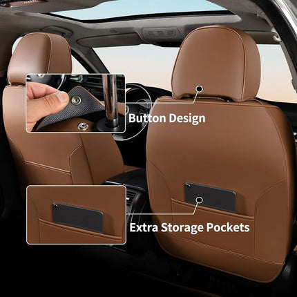 FLORICH Car Seat Covers Front Seats Only, Luxury Leather Seat Covers Universal Anti-Slip Driver Seat Cover, Automotive Vehicle Seat Covers fit for Trucks Vans SUVs Sedans (2 Packs, Coffee)
