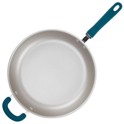 Rachael Ray 12212 Create Delicious Sartén Antiadherente con Asa de Ayuda, Aluminio, Brillo Verde Azulado