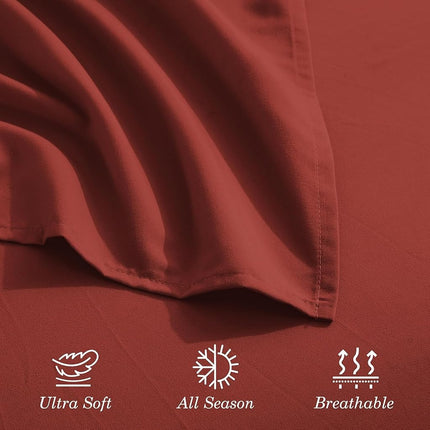 CELINE LINEN 4-Piece Bed Sheet Set with Deep Pockets, King Rust