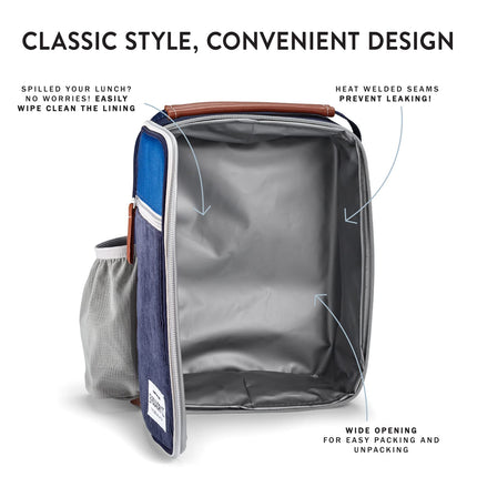 Foundry by Fit + Fresh, Thayer Insulated Lunch Bag, Reusable Lunch Box & Soft Mini Cooler Bag, Perfect for School, Work, Picnics & More, Corduroy Blue