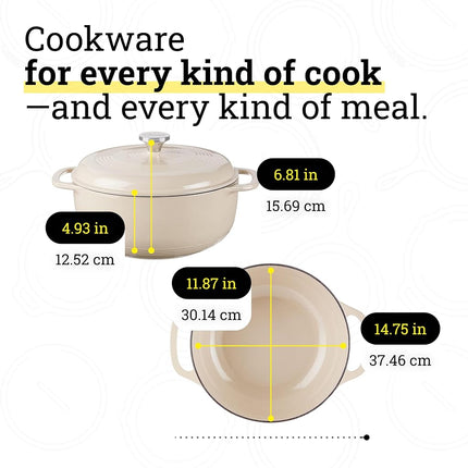 Cocotte en fonte émaillée Lodge de 7,1 litres avec couvercle – Deux poignées – Résistante au four jusqu'à 260 °C ou sur la cuisinière – Utiliser pour mariner, cuire, rôtir, réfrigérer et servir – Bois de santal