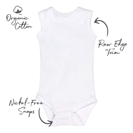 HonestBaby Multipack Sleeveless and Cami Bodysuits One-Piece 100% Organic Cotton for Infant Baby Boys, Girls, Unisex, Bright White, Newborn