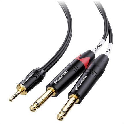 Cable Matters 3.5mm TRS to Dual 6.35mm TS Breakout Cable 10 ft, 1/8 to Dual 1/4 Cable