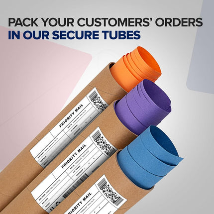 2" x 20" Reinforced Kraft Paper Mailing Tubes, Pack of 6 Tubes with 2 Caps Each – USPS Approved Poster Tube – Made in USA Cardboard Tube for Shipping and Storing Posters, Prints, Artwork, or Documents