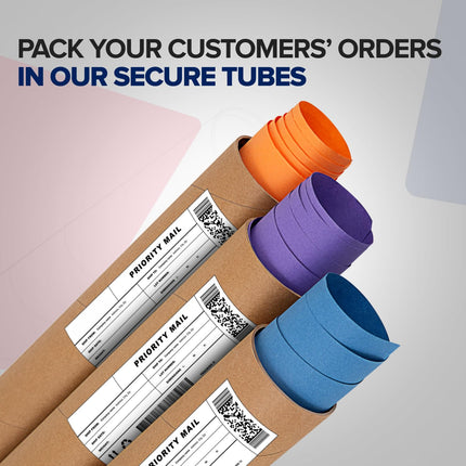 2" x 20" Reinforced Kraft Paper Mailing Tubes, Pack of 6 Tubes with 2 Caps Each – USPS Approved Poster Tube – Made in USA Cardboard Tube for Shipping and Storing Posters, Prints, Artwork, or Documents